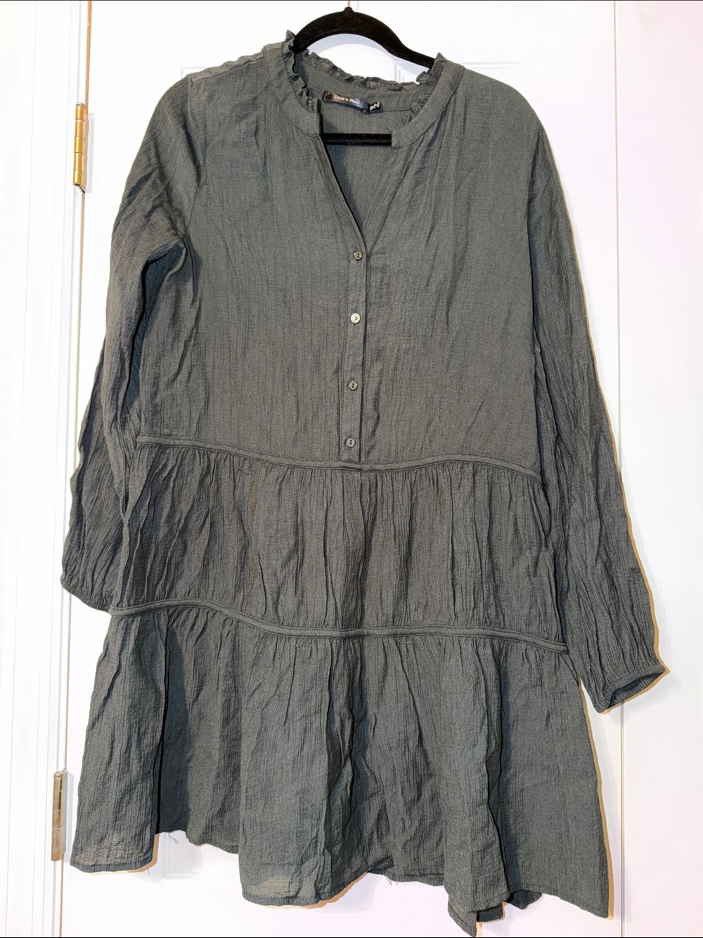 Doe & Rae Long-Sleeve Tiered Button-Front Dress -